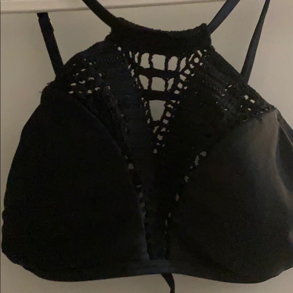 Black crochet bikini swim top - Picture 3 of 7